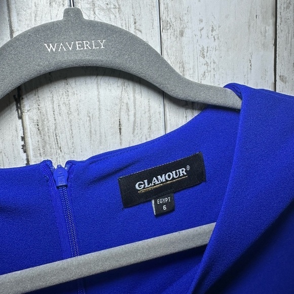 Women’s Size 6 Royal Blue Shift Dress Pleated Cuffs & Hem Elegant - Picture 11 of 12